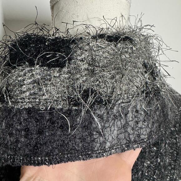 Milano Y2K Fairy Grunge Boho Cardigan Women L Black Gray Sparkle Lagenlook Bratz - Picture 10 of 13